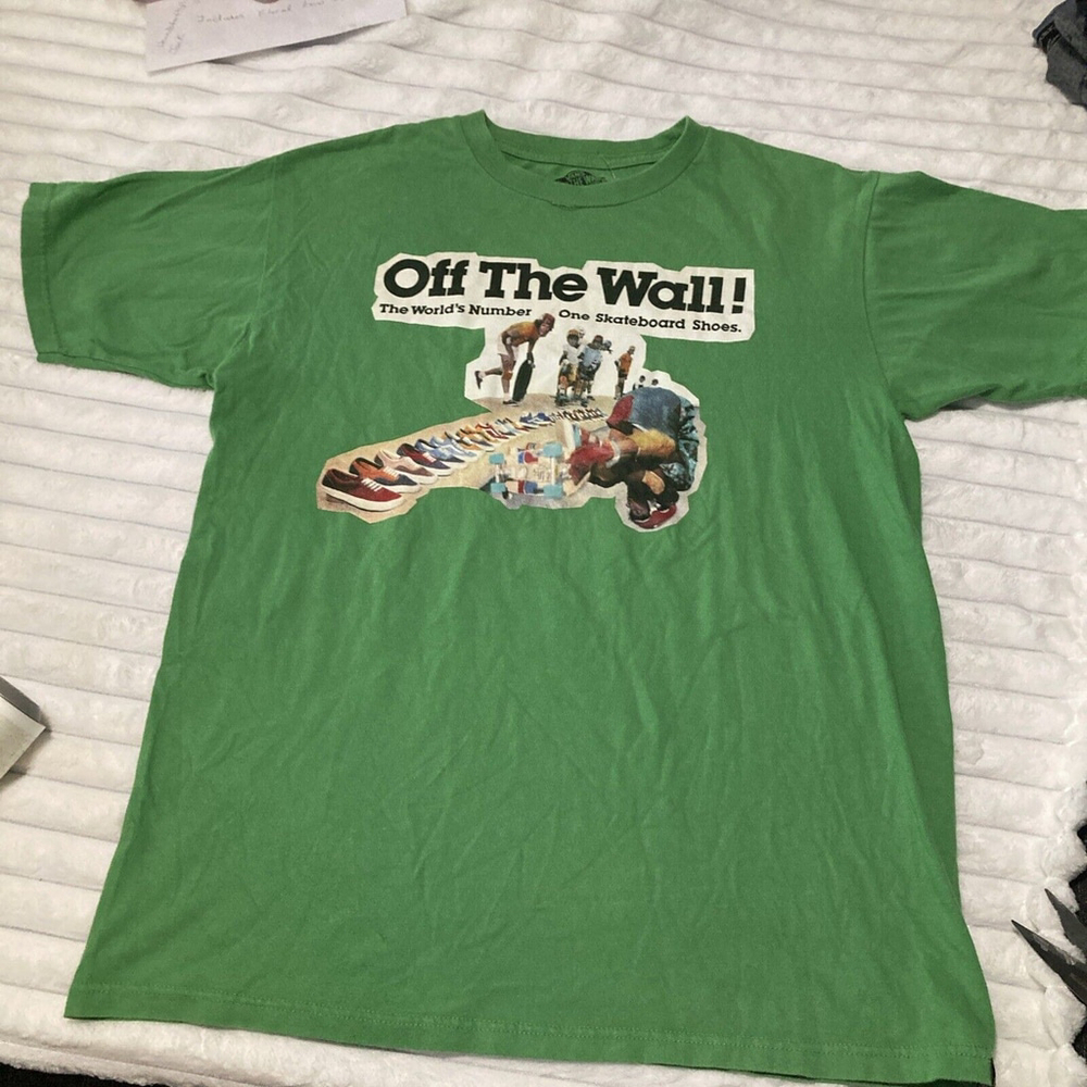Vintage VANS OFF THE WALL T SHIRT Green Jerry Valdez Medium One Skateboard Shoes